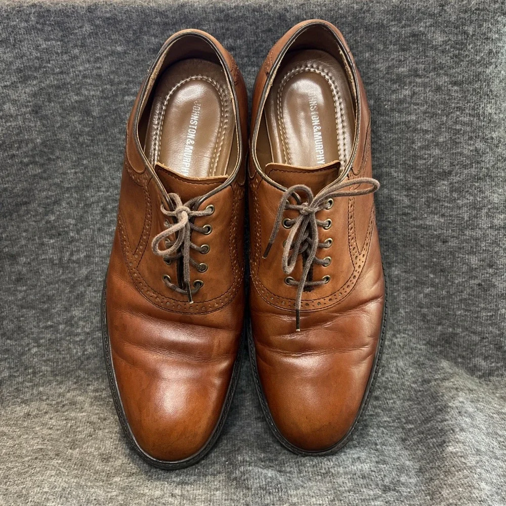 Johnston & Murphy Men's Size 12M Shoes Tabor‎ Saddle 20-2270 Mahogany Calfskin